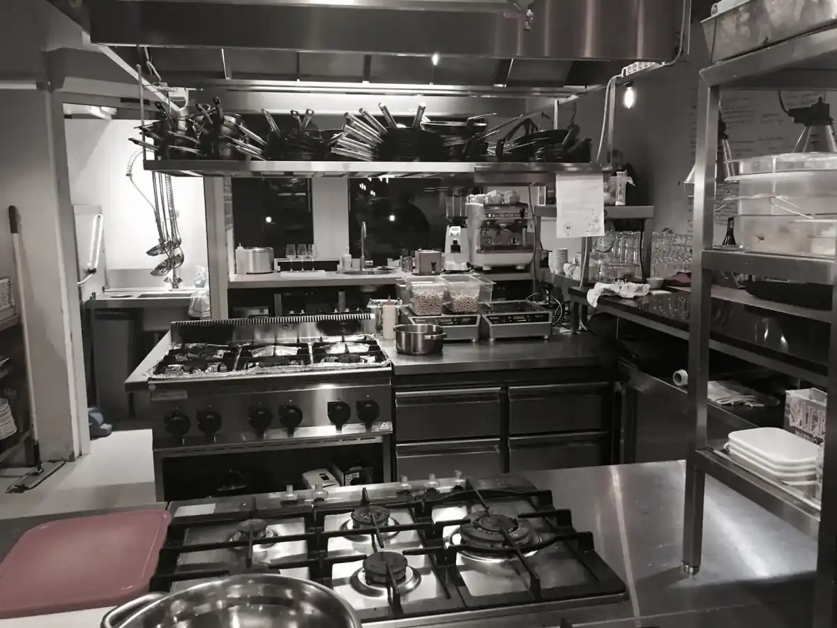 Commercial kitchen preparation area that needs careful pest management